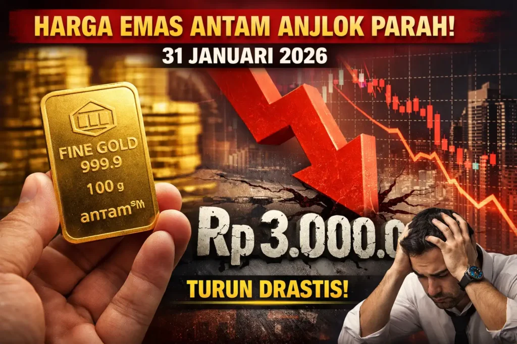 Harga Emas Antam Anjlok Parah Pada 31 Januari 2026, Lengser dari Rp 3 Juta