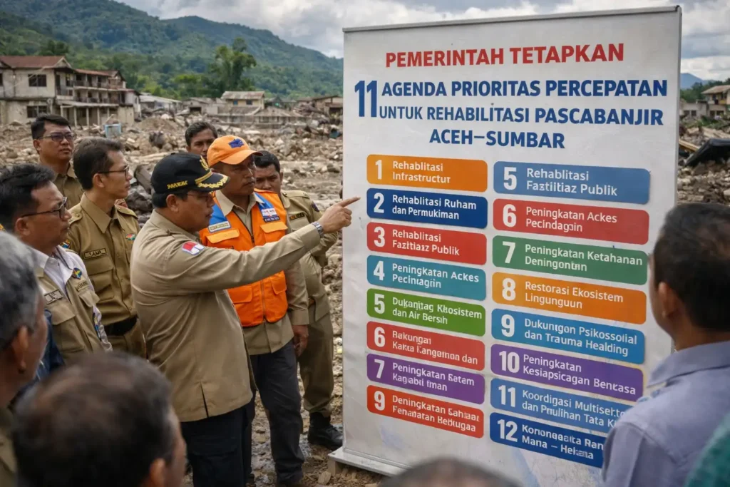 Pemerintah Tetapkan 11 Agenda Prioritas Percepatan Untuk Rehabilitasi Pascabanjir Aceh–Sumbar