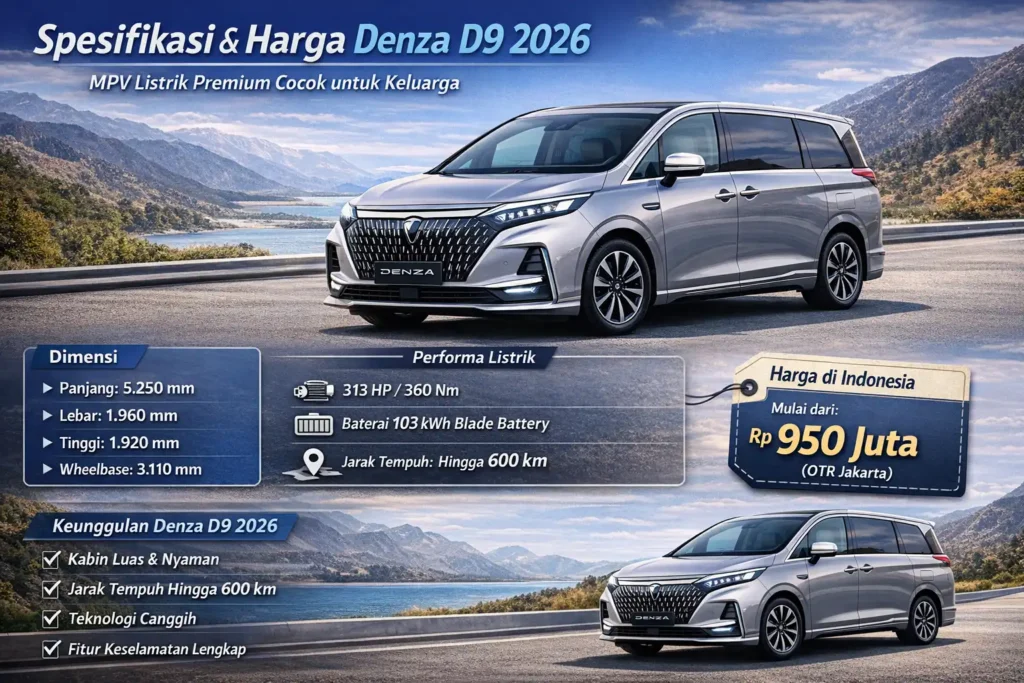 Spesifikasi dan Harga Denza D9 2026, MPV Listrik Premium Cocok untuk Keluarga