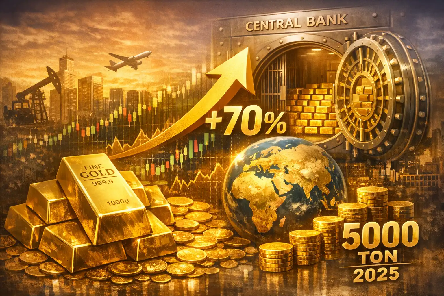 Read more about the article Cetak Sejarah: Harga Emas Melonjak 70% dan Permintaan Global Tembus 5.000 Ton di 2025