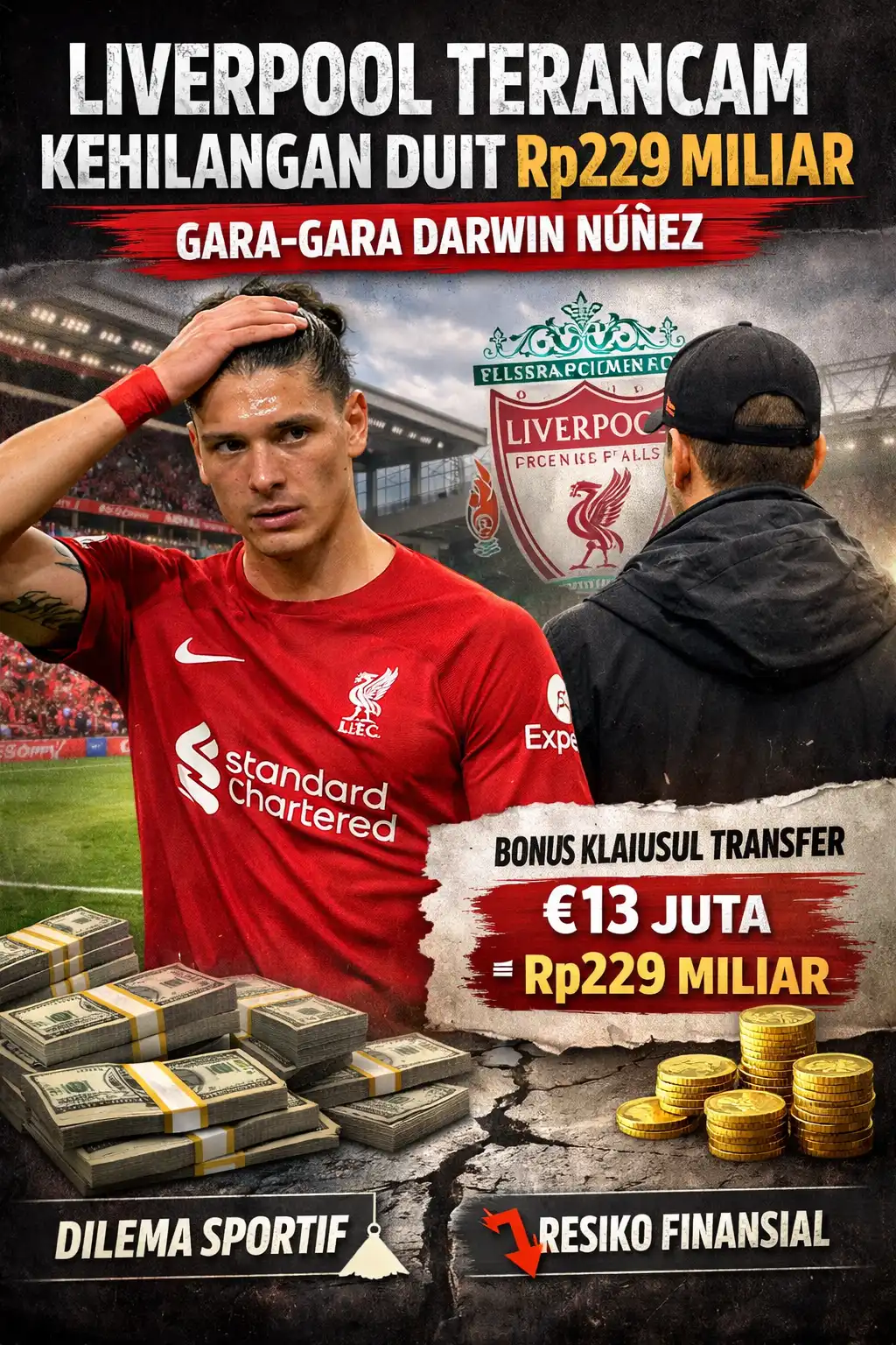 Read more about the article Liverpool Terancam Kehilangan Duit Rp229 Miliar Gara-gara Darwin Nunez